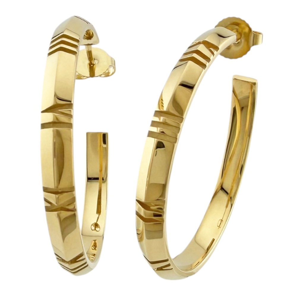 Tiffany & Co. Atlas X Hoop Earrings, 18K Yellow Gold, Women's Earrings.